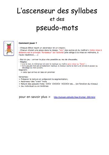 L'ascenseur des syllabes pseudo-mots - Instit90 - Free