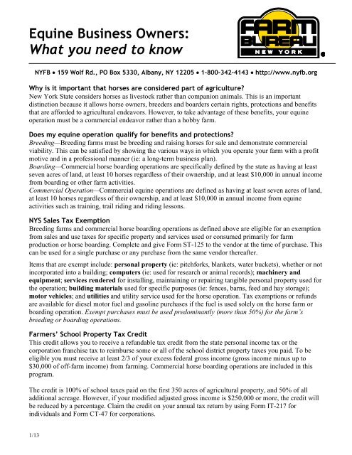 Fact Sheet: Equine&ndash;What you need to know - New York Farm Bureau