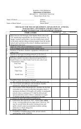 checklist for the establishment, separation of annexes, integration ...