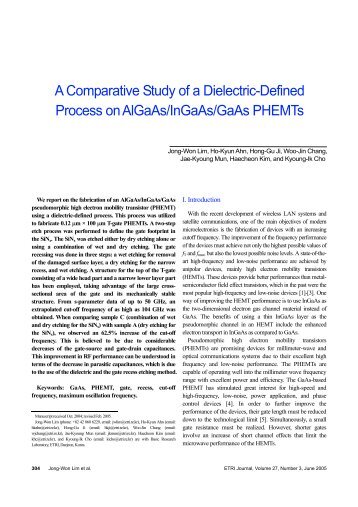 A Comparative Study of a Dielectric-Defined Process ... - ETRI Journal