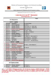 Liste des UV ouverte 57Ã¨me Sem.2 - Isefc