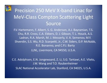 An X-band Linac for Gamma-Ray Production - SLAC Portal