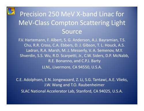 An X-band Linac for Gamma-Ray Production - SLAC Portal