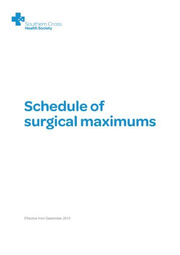 Schedule of Surgical Maximums - Southern Cross Healthcare