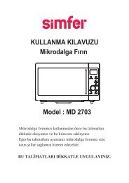 KULLANMA KILAVUZU Model : MD 2703 Mikrodalga FÄ±rÄ±n - Simfer