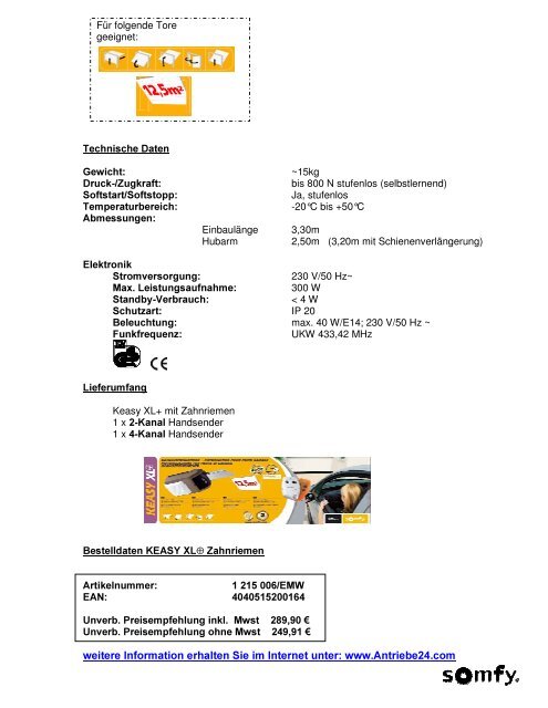 Datenblatt Keasy XL â Zahnriemen von - Antriebe 24