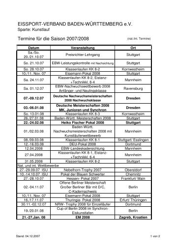 EISSPORT-VERBAND BADEN-WÜRTTEMBERG eV Termine für die ...