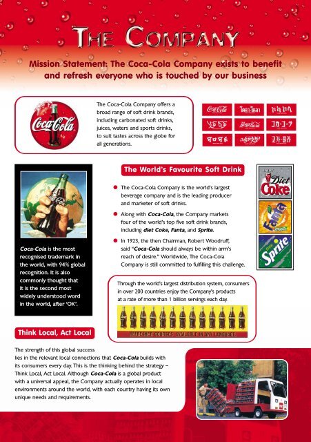 Mission Statement: The Coca-Cola Company exists to ... - Webs