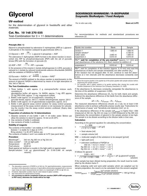 Glycerol assay control solution - Food Diagnostics