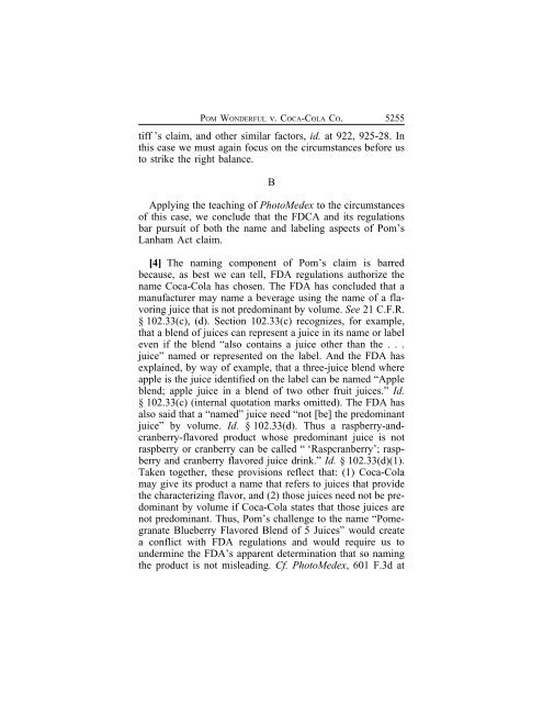 Pom Wonderful v. Coca-Cola - Court of Appeals - 9th Circuit - U.S. ...