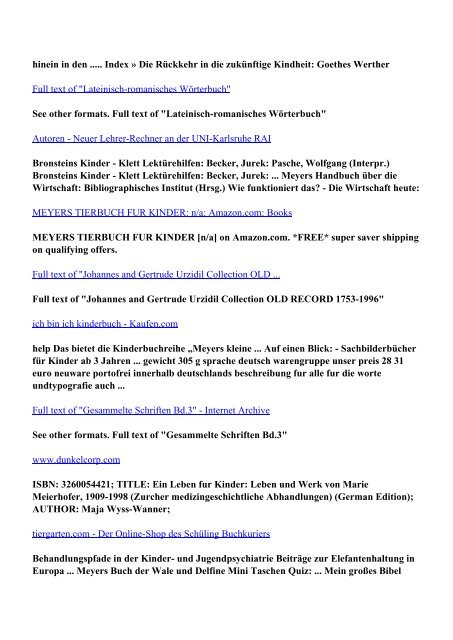 Download MEYERS TIERBUCH FUR KINDER pdf ebooks by n/a