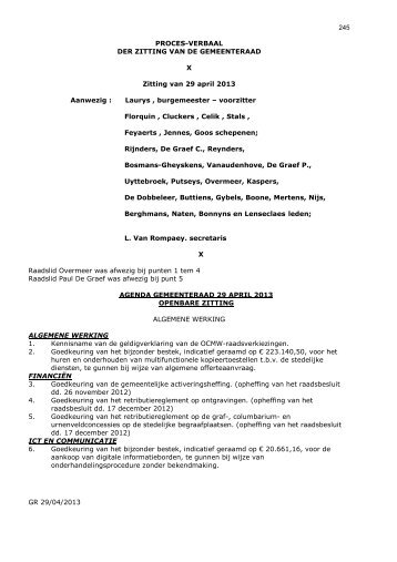 245 GR 29/04/2013 PROCES-VERBAAL DER ... - Groen Diest