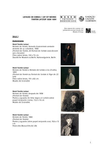 Listado de obras / List of works - Museo Thyssen-Bornemisza