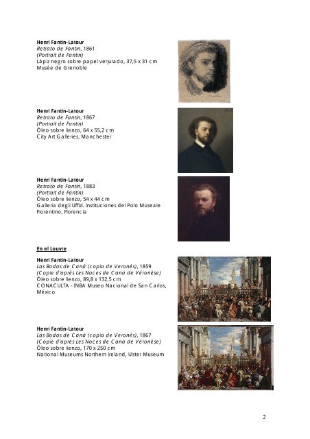 Listado de obras / List of works - Museo Thyssen-Bornemisza