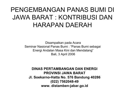 Pengembangan Panas Bumi di Jawa Barat - Pusat Sumber Daya ...