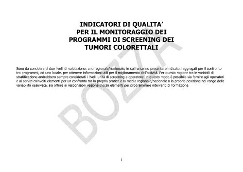 INDICATORI DI QUALITA' PER IL MONITORAGGIO DEI ... - GISCoR