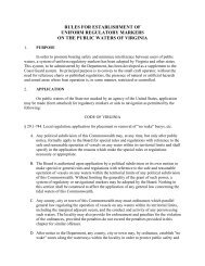 Rules for Establishment of Uniform Regulatory Markers on - Virginia ...