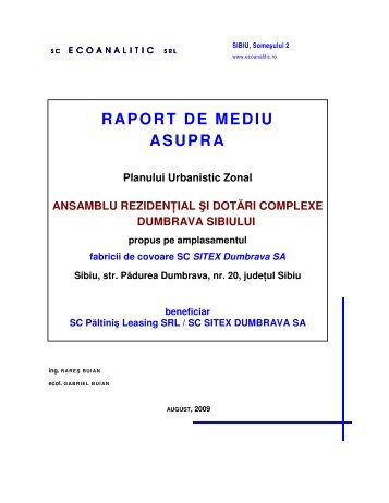 RAPORT DE MEDIU ASUPRA - Sitex Dumbrava