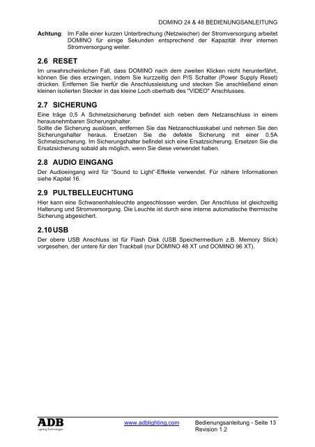 DOMINO 24 DOMINO 48 - ADB Lighting Technologies