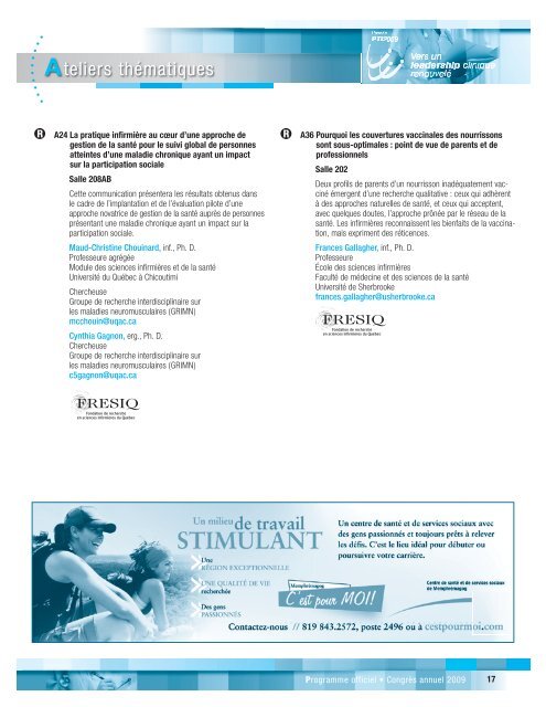 Programme officiel - Ordre des infirmiÃ¨res et des infirmiers du QuÃ©bec