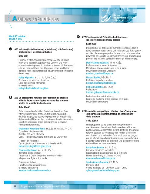 Programme officiel - Ordre des infirmiÃ¨res et des infirmiers du QuÃ©bec