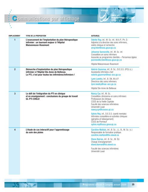 Programme officiel - Ordre des infirmiÃ¨res et des infirmiers du QuÃ©bec