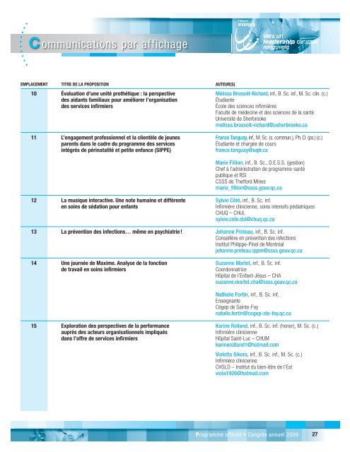 Programme officiel - Ordre des infirmiÃ¨res et des infirmiers du QuÃ©bec