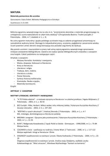 MATURA. Materiały pomocnicze dla uczniów.