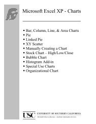 Microsoft Excel XP - Charts - USC Marshall