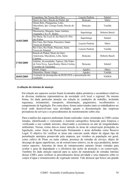 avaliaÃ§Ã£o do manejo das plantaÃ§Ãµes florestais - SCS Global Services