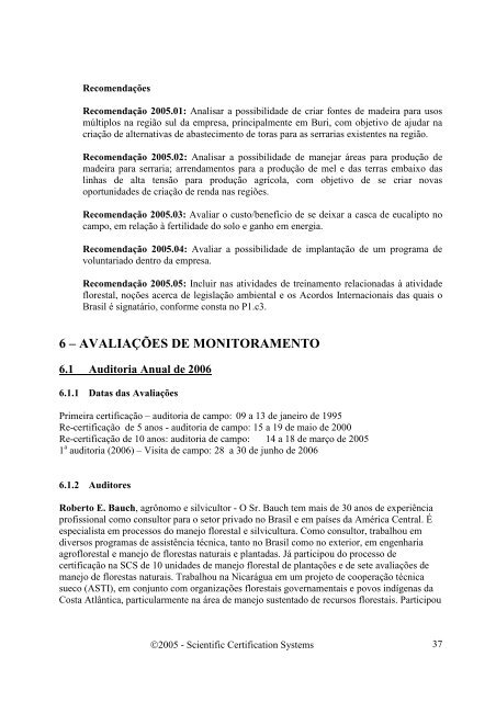 avaliaÃ§Ã£o do manejo das plantaÃ§Ãµes florestais - SCS Global Services