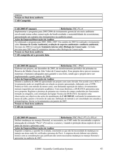 avaliaÃ§Ã£o do manejo das plantaÃ§Ãµes florestais - SCS Global Services