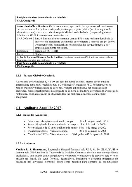 avaliaÃ§Ã£o do manejo das plantaÃ§Ãµes florestais - SCS Global Services