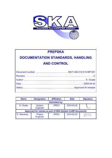 prepska documentation standards, handling and control