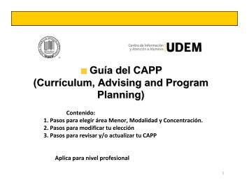 GuÃ­a del CAPP (CurrÃ­culum, Advising and Program Planning)