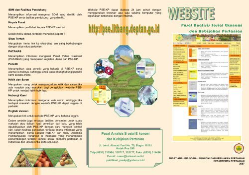 leaflet web 24-7-07 - Pusat Sosial Ekonomi dan Kebijakan ...