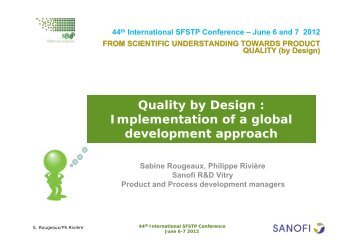 Quality by Design : Implementation of a global ... - Evenium