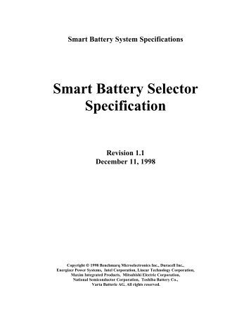 Smart Battery Selector Specification Revision 1.1 - SBS-IF Smart ...