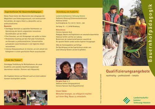 Faltblatt BauernhofpÃ¤dagogik - Landwirtschaftskammer Schleswig ...