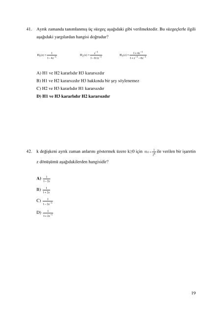 yegem elektronik ve haberleÅme mÃ¼hendisliÄi sÄ±nav sorularÄ±