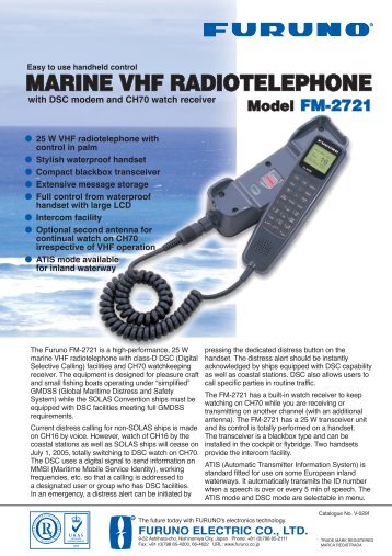 MARINE VHF RADIOTELEPHONE Model FM-2721 - Furuno Norge AS