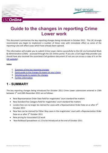 Guide to the changes in reporting Crime Lower work