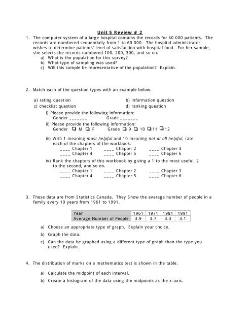 Unit 5 Review # 2