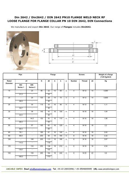 Din 2642 / Din2642 / DIN 2642 PN10 Flange Weld ... - Amiable Impex