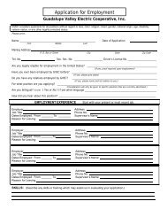 Application for Employment - Guadalupe Valley Electric Cooperative