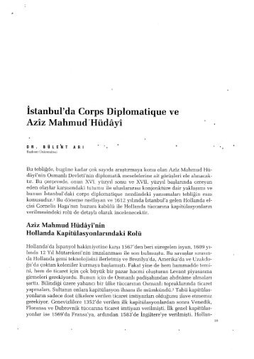 Istanbul'da Corps Diplomatique ve Aziz Mahmud'HtidAyi