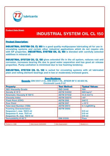 4488 INDUSTRIAL SYSTEM OIL CL 150 - 77 Lubricants