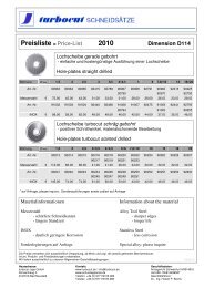 Preisliste Price-List 2010 Dimension D114 - turbocut Jopp GmbH