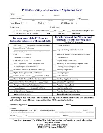 POD Volunteer Form - Barton County Health Department