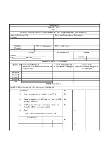 form no 16 see rule 31 1 a certificate under section 203 leh